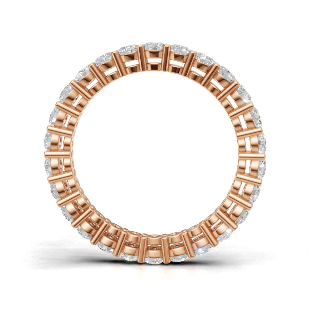 Full Eternity Basket 2.5mm lab grown diamond wedding band, 18K rose gold - see through