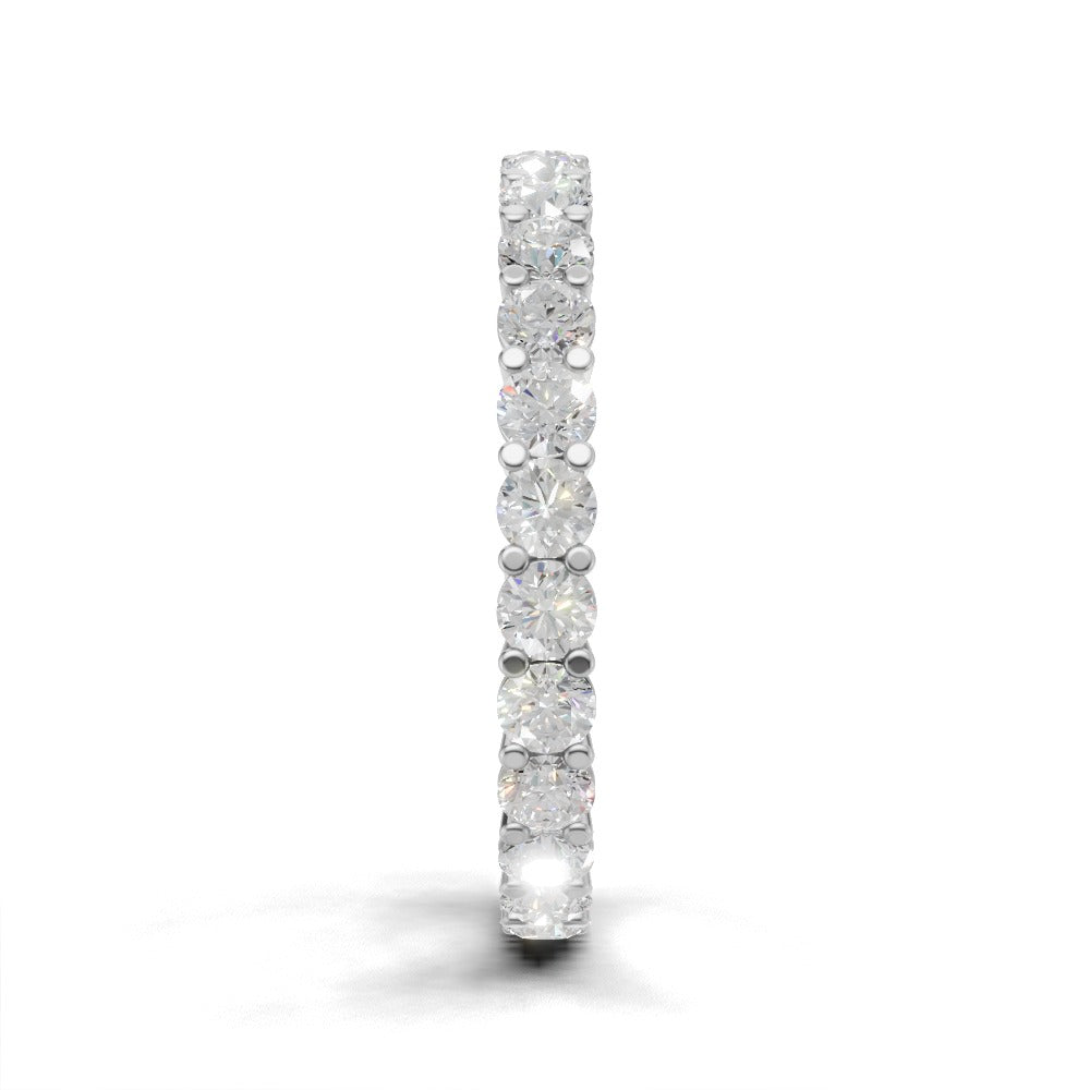 Full Eternity Basket 2.5mm lab grown diamond wedding band, 18K white gold - side view