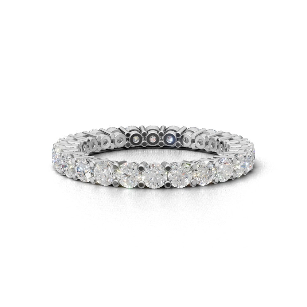 Full Eternity Basket 2.5mm lab grown diamond wedding band, 18K white gold - view 4