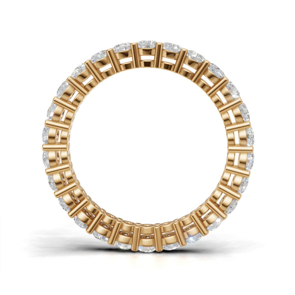 Full Eternity Basket 2.5mm lab grown diamond wedding band, 18K yellow gold - see through