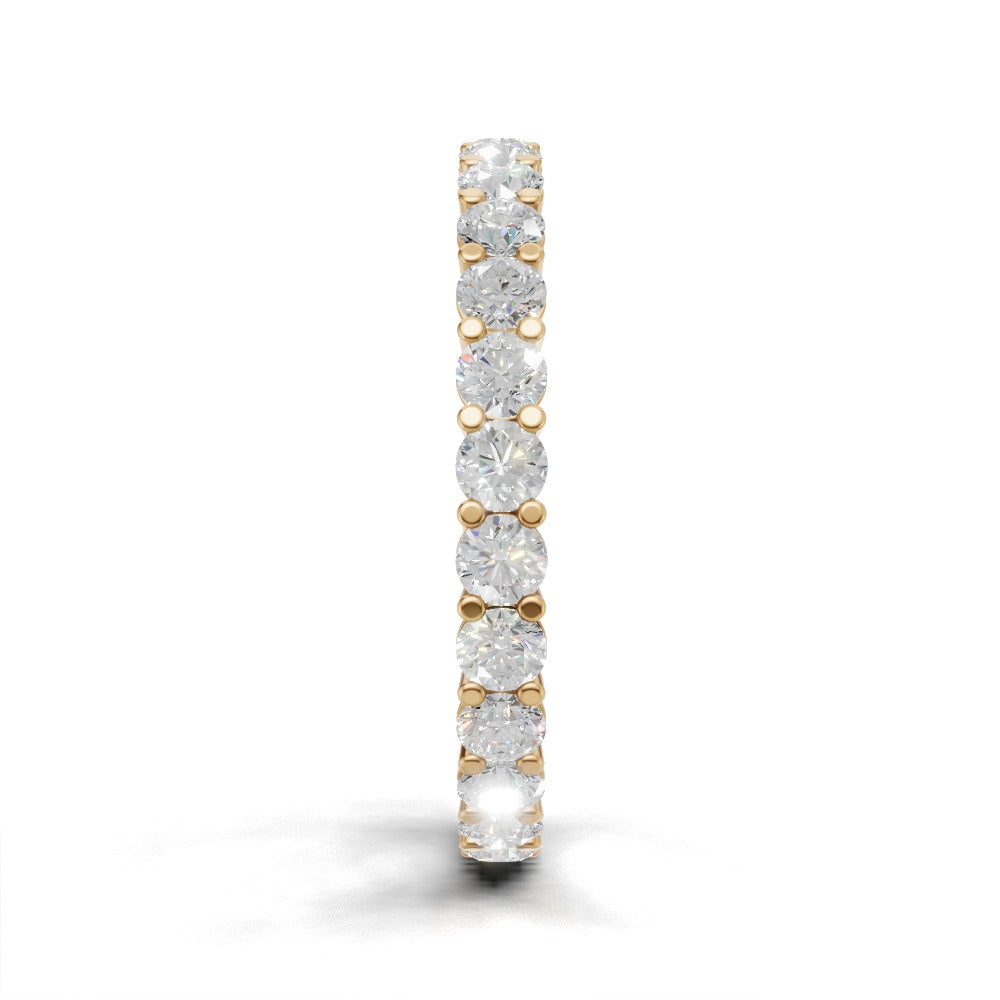 Full Eternity Basket 2.5mm lab grown diamond wedding band, 18K yellow gold - side view