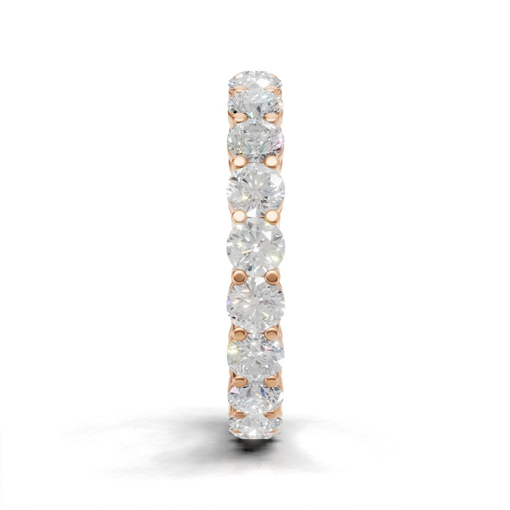 Full Eternity Basket 3.2mm lab grown diamond wedding band, 18K rose gold - side view