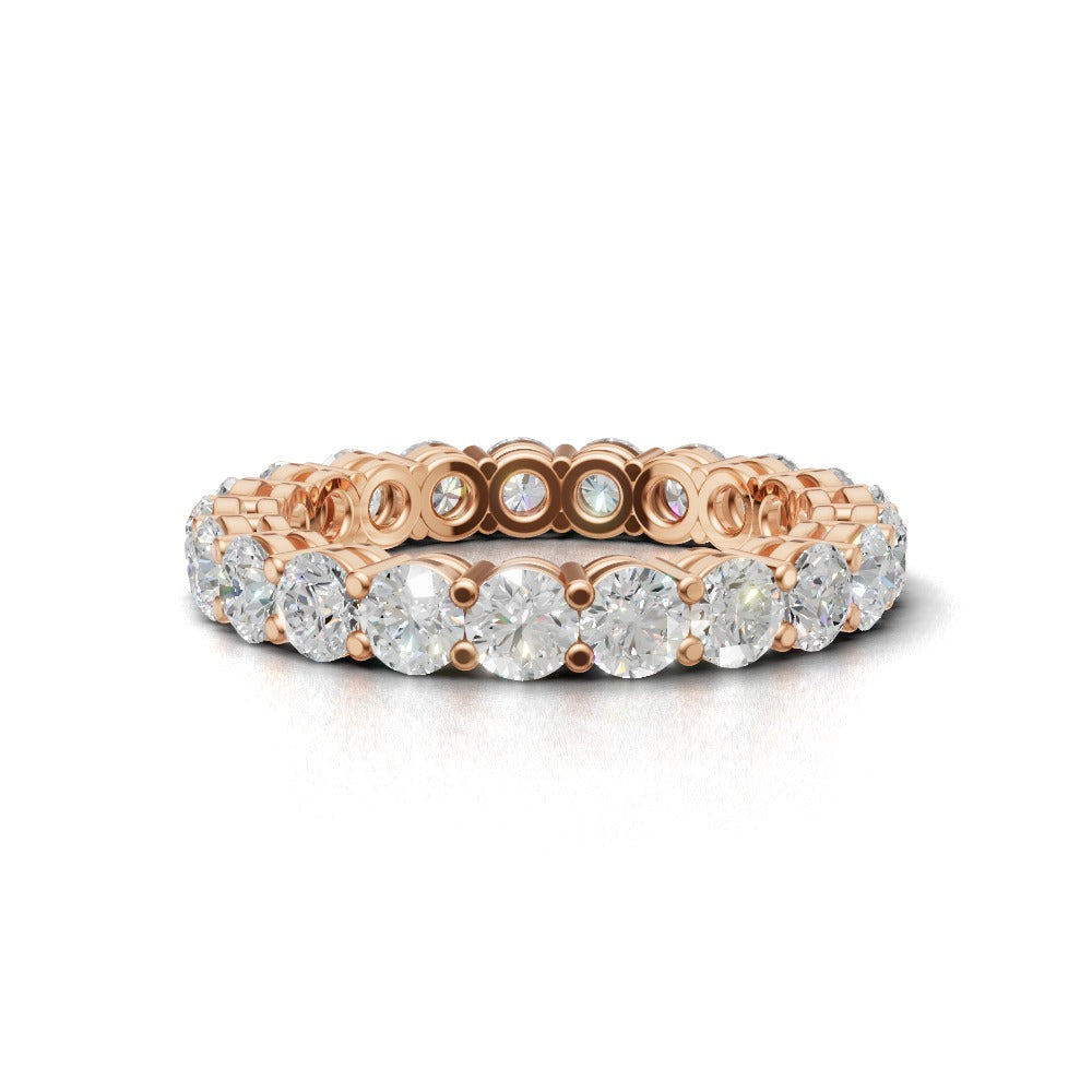 Full Eternity Basket 3.2mm lab grown diamond wedding band, 18K rose gold - view 4