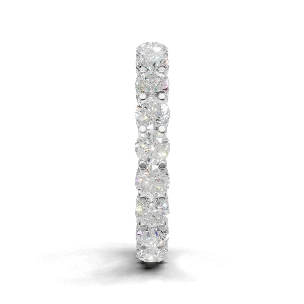 Full Eternity Basket 3.2mm lab grown diamond wedding band, 18K white gold - side view
