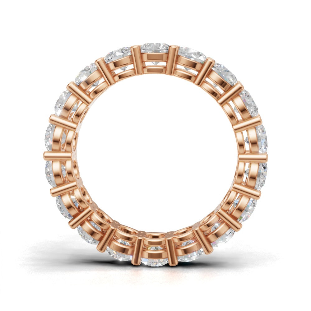 Full Eternity Basket 3.5mm lab grown diamond wedding band, 18K rose gold - see through