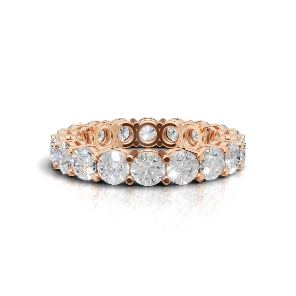 Full Eternity Basket 3.5mm lab grown diamond wedding band, 18K rose gold - view 4