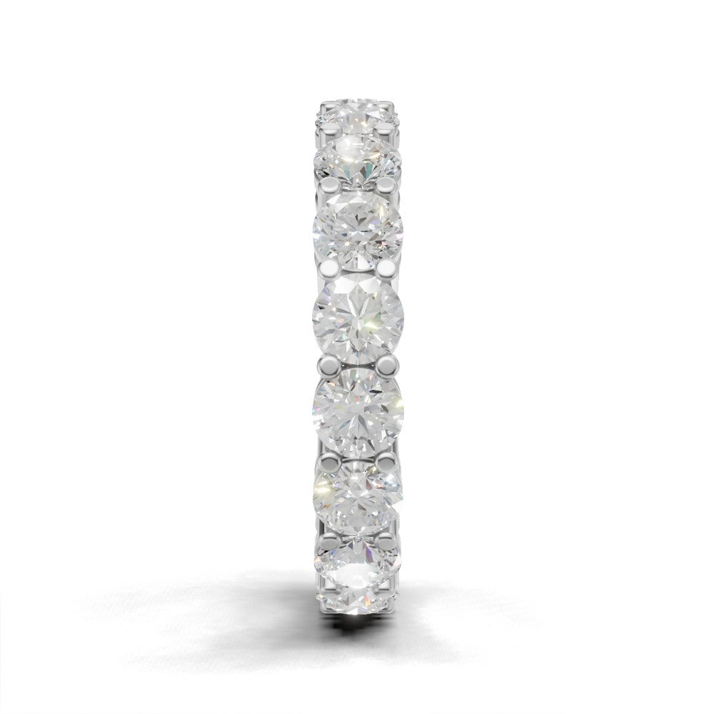 Full Eternity Basket 3.5mm lab grown diamond wedding band, 18K white gold - side view