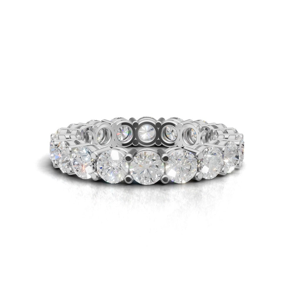 Full Eternity Basket 3.5mm lab grown diamond wedding band, 18K white gold - view 4