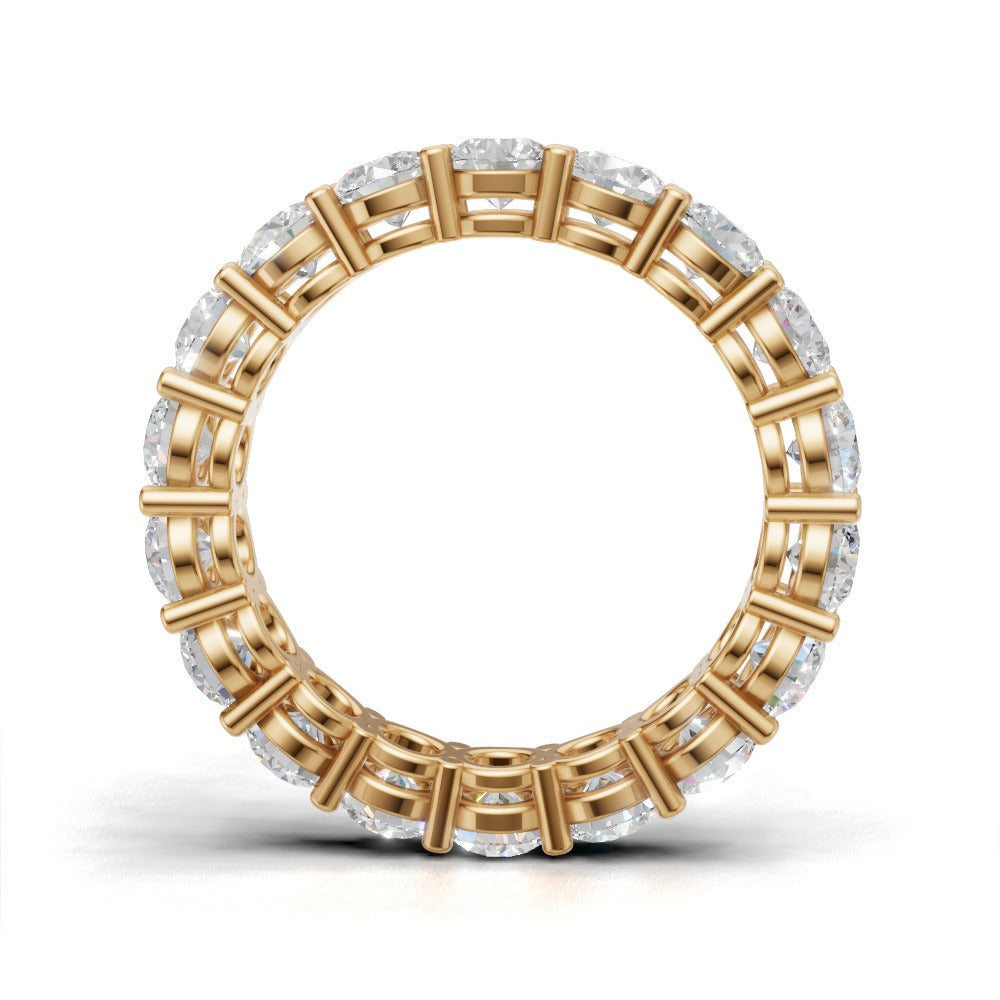 Full Eternity Basket 3.5mm lab grown diamond wedding band, 18K yellow gold - see through