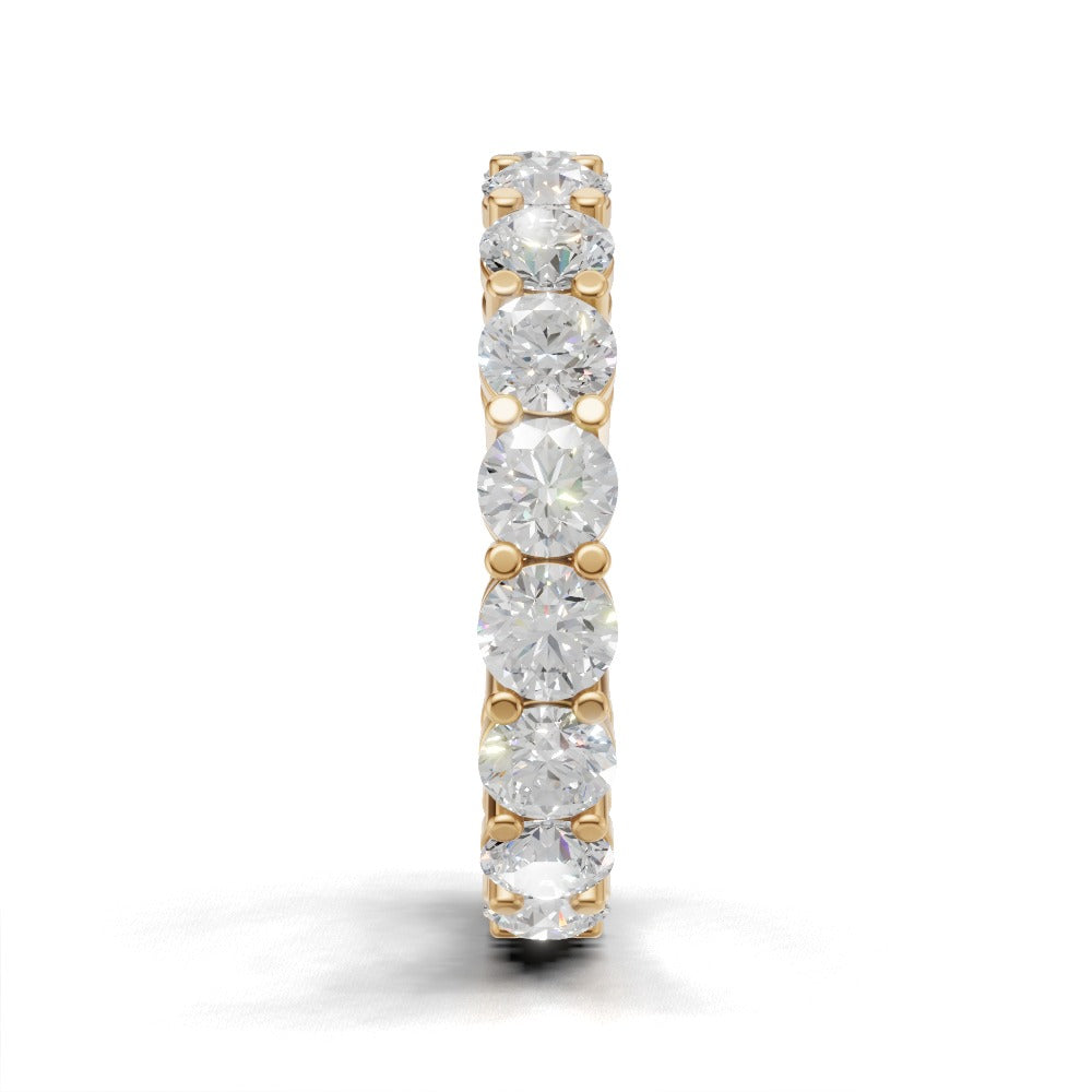 Full Eternity Basket 3.5mm lab grown diamond wedding band, 18K yellow gold - side view