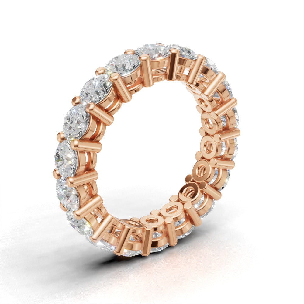 Full Eternity Basket 3.8mm lab grown diamond wedding band, 18K rose gold - ne