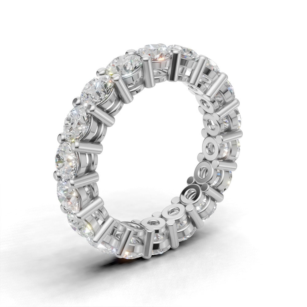 Full Eternity Basket 3.8mm lab grown diamond wedding band, 18K white gold - ne