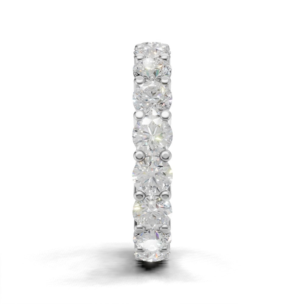 Full Eternity Basket 3.8mm lab grown diamond wedding band, 18K white gold - side view