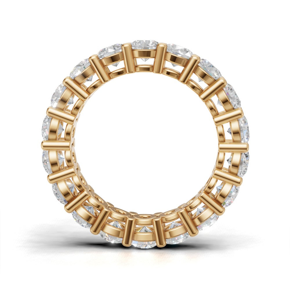 Full Eternity Basket 3.8mm lab grown diamond wedding band, 18K yellow gold - see through
