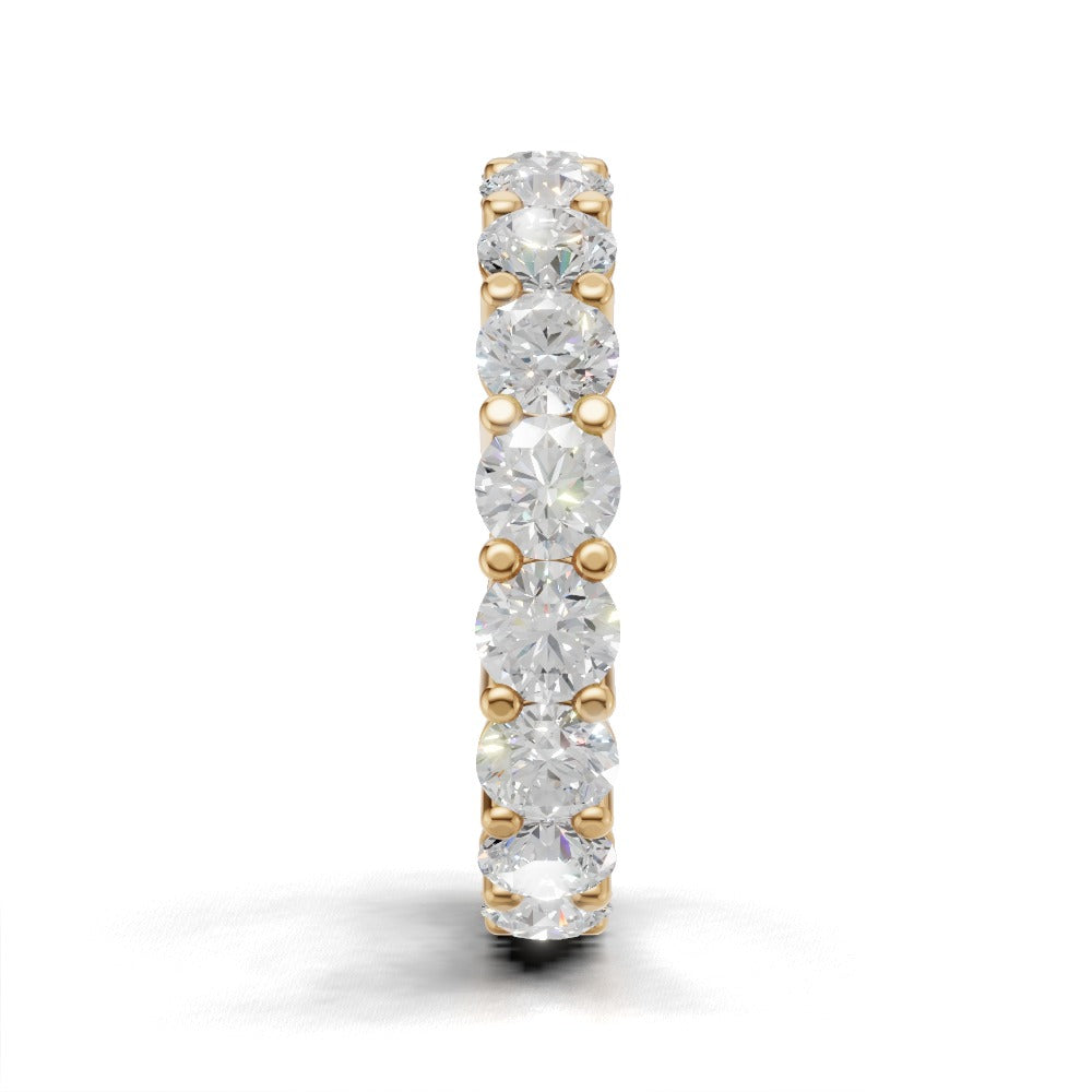 Full Eternity Basket 3.8mm lab grown diamond wedding band, 18K yellow gold - side view