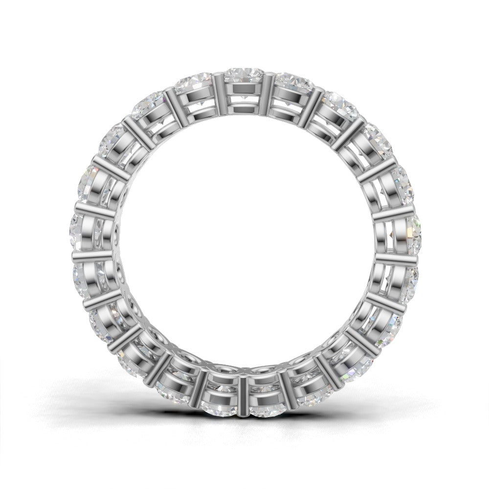 Full Eternity Basket 3mm lab grown diamond wedding band, 18K white gold - see through