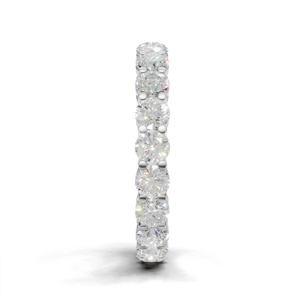 Full Eternity Basket 3mm lab grown diamond wedding band, 18K white gold - side view