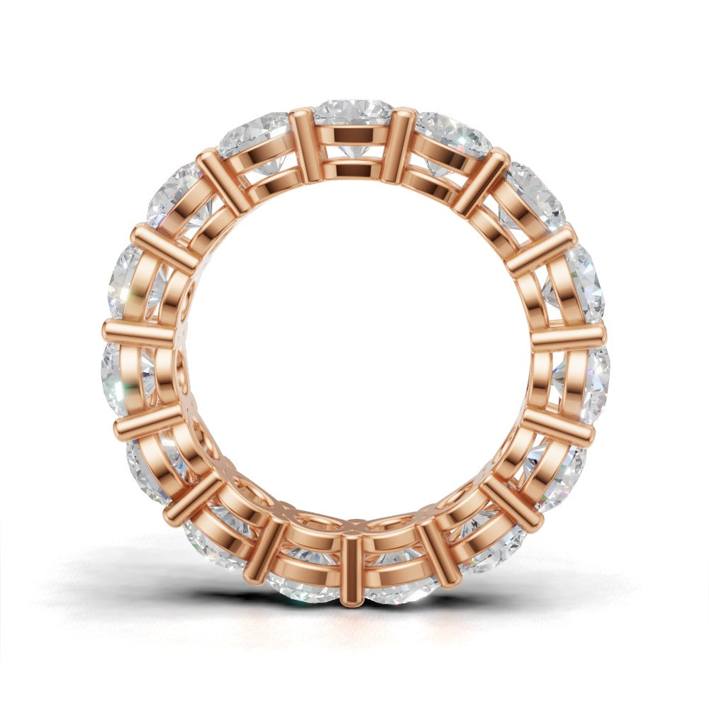 Full Eternity Basket 4.5mm lab grown diamond wedding band, 18K rose gold - see through