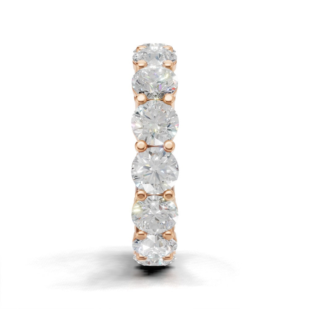Full Eternity Basket 4.5mm lab grown diamond wedding band, 18K rose gold - side view