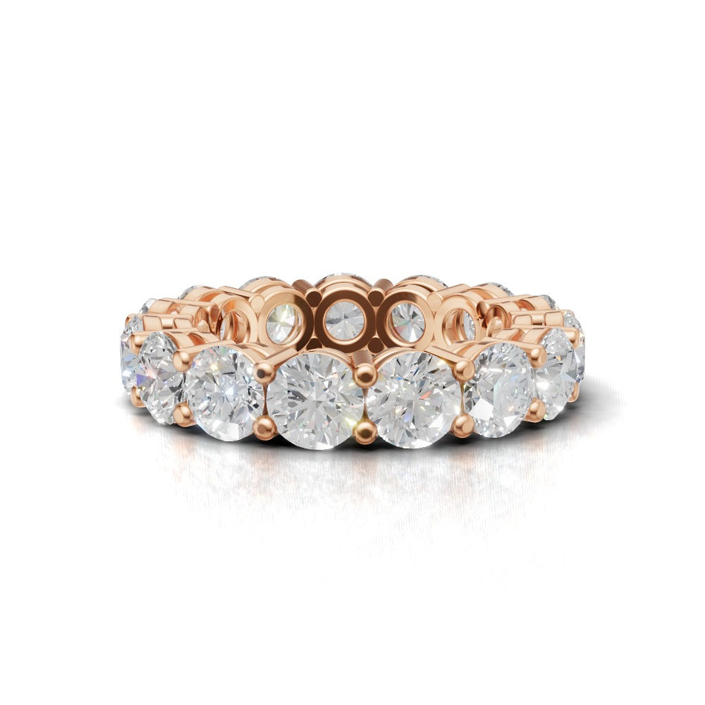 Full Eternity Basket 4.5mm lab grown diamond wedding band, 18K rose gold - view 4