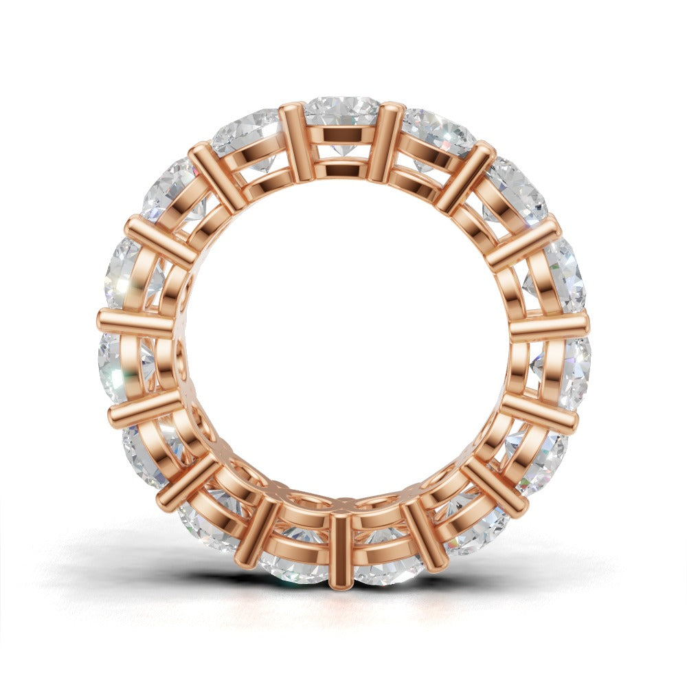 Full Eternity Basket 4.7mm lab grown diamond wedding band, 18K rose gold - see through