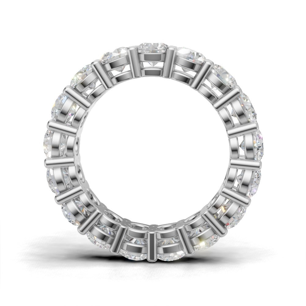 Full Eternity Basket 4mm lab grown diamond wedding band, 18K white gold - see through
