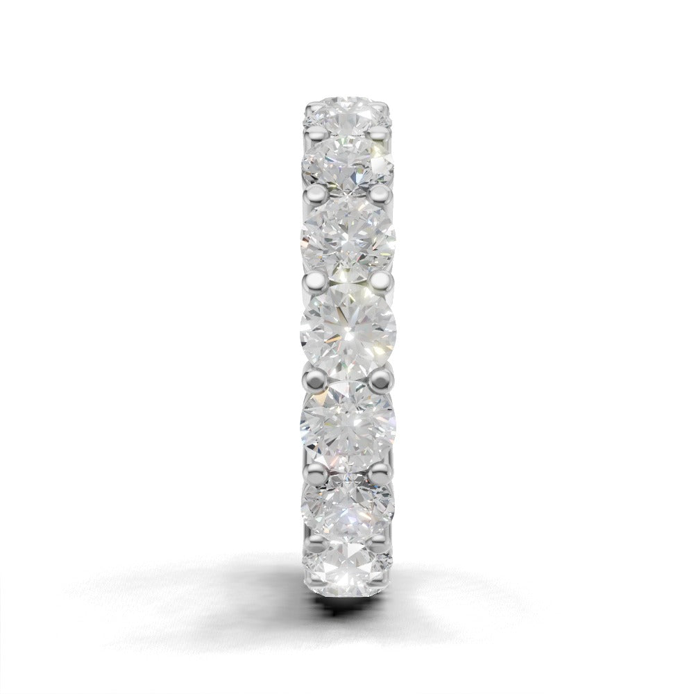 Full Eternity Basket 4mm lab grown diamond wedding band, 18K white gold - side view