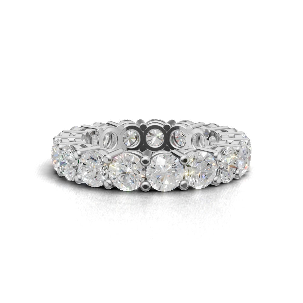 Full Eternity Basket 4mm lab grown diamond wedding band, 18K white gold - view 4