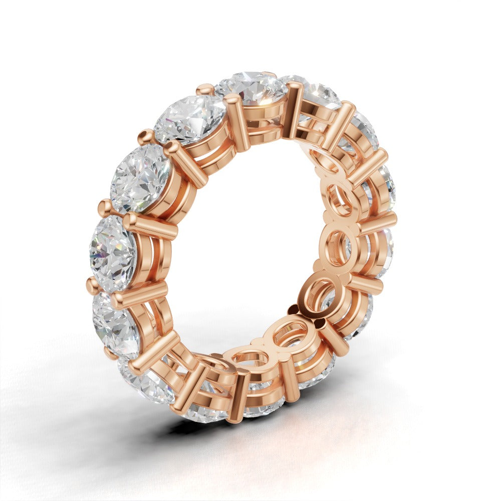 Full Eternity Basket 5mm lab grown diamond wedding band, 18K rose gold - ne