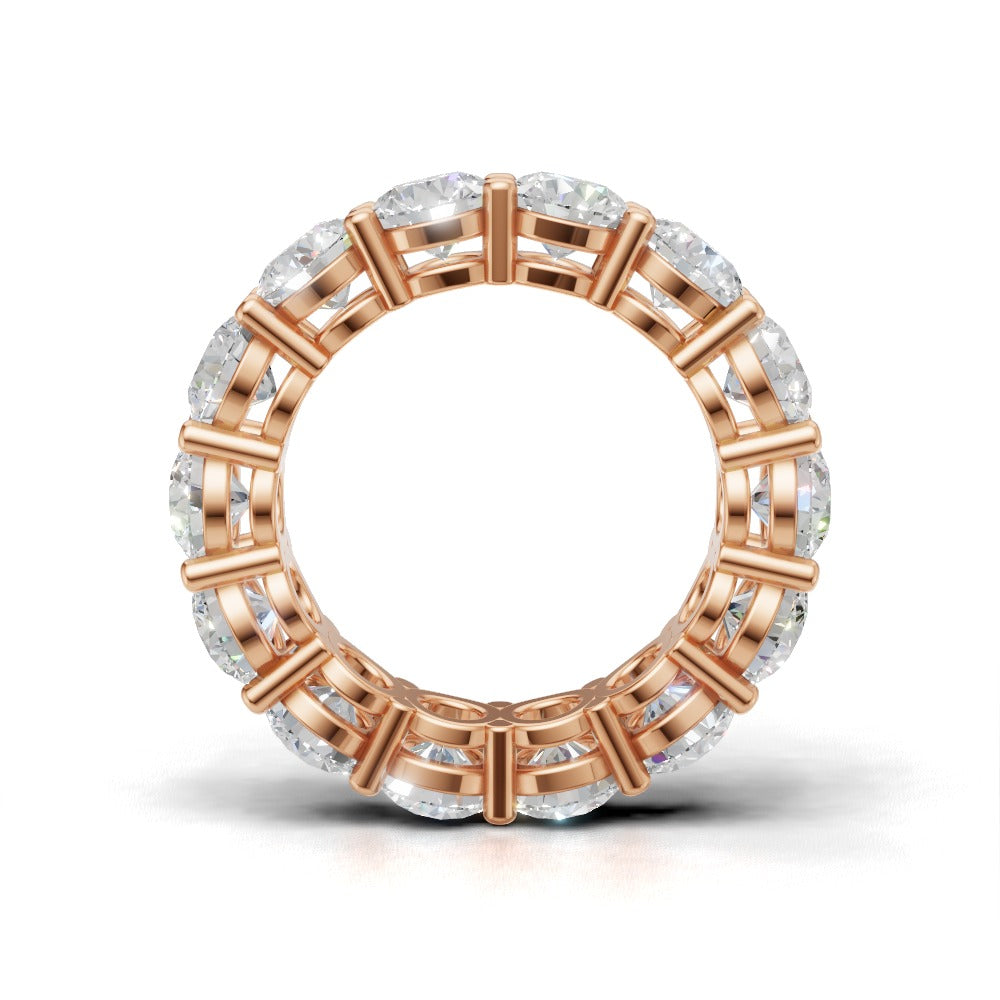 Full Eternity Basket 5mm lab grown diamond wedding band, 18K rose gold - see through