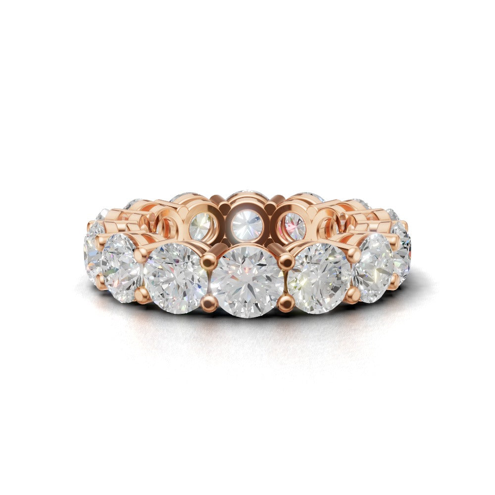 Full Eternity Basket 5mm lab grown diamond wedding band, 18K rose gold - view 4