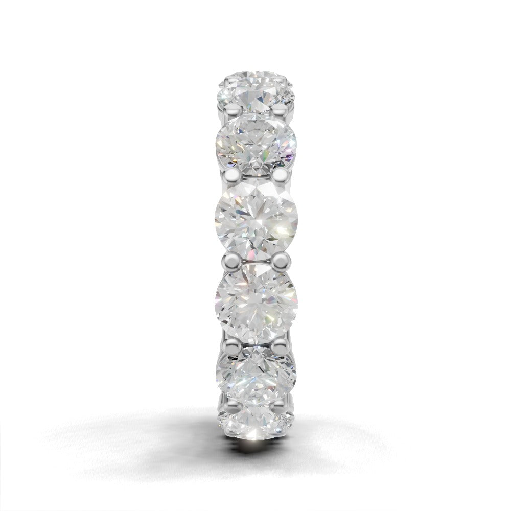 Full Eternity Basket 5mm lab grown diamond wedding band, 18K white gold - side view