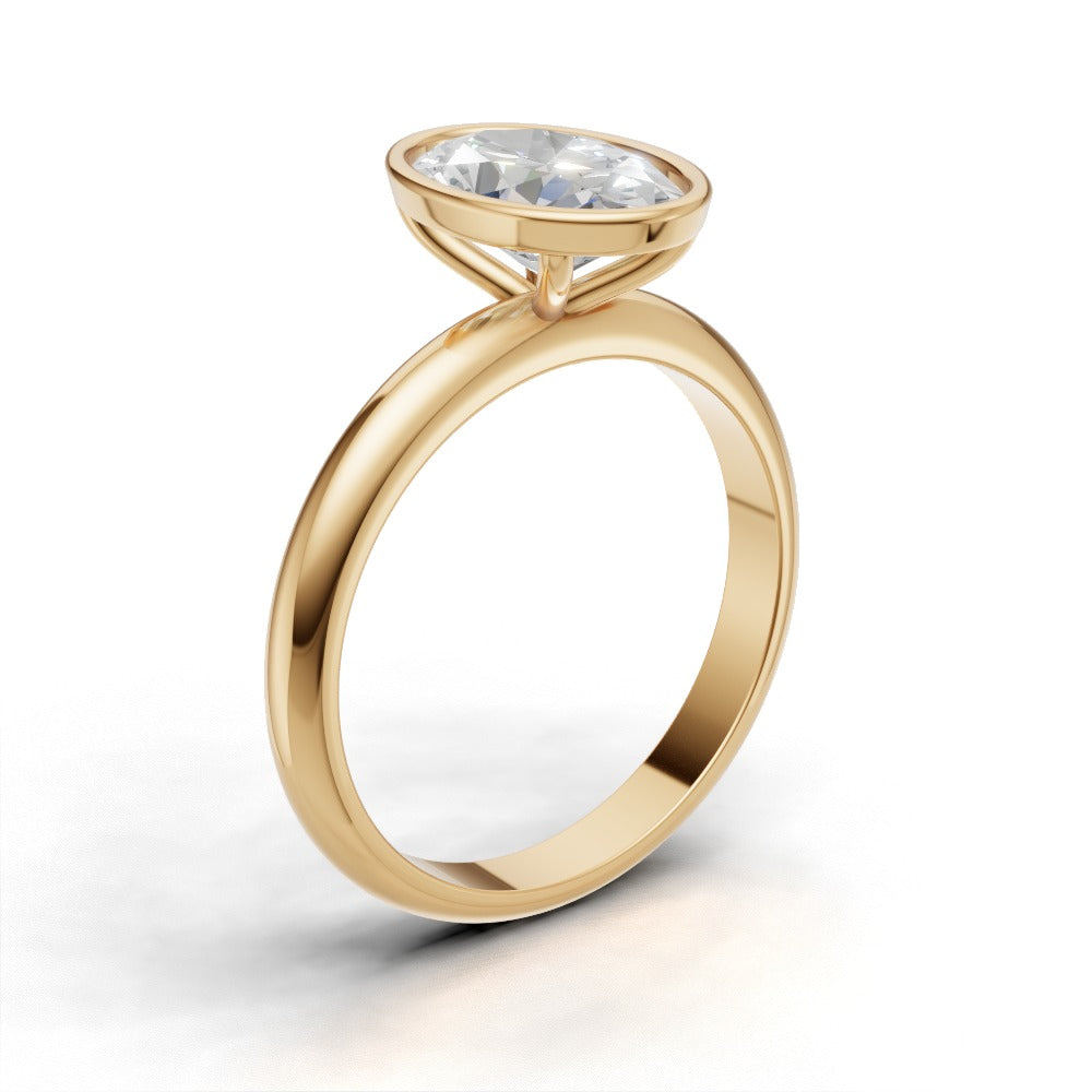 Alba, 1.5ct oval lab grown diamond engagement ring, Bezel, 18K yellow gold - ne