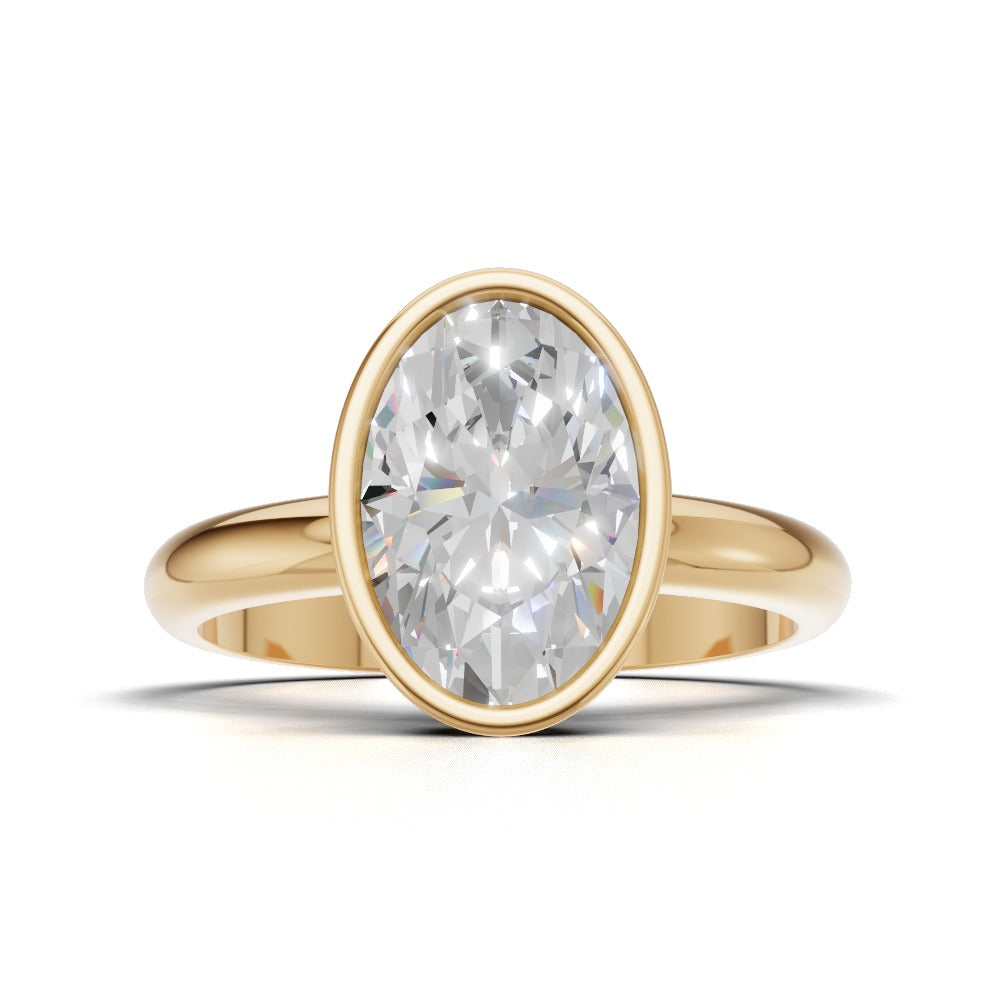 Alba, 1.5ct oval lab grown diamond engagement ring, Bezel, 18K yellow gold - view 4