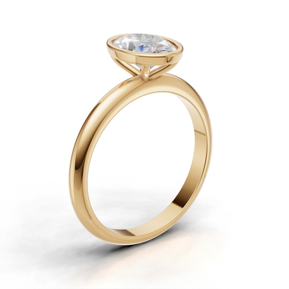 Alba, 1ct oval lab grown diamond engagement ring, Bezel, 18K yellow gold - ne