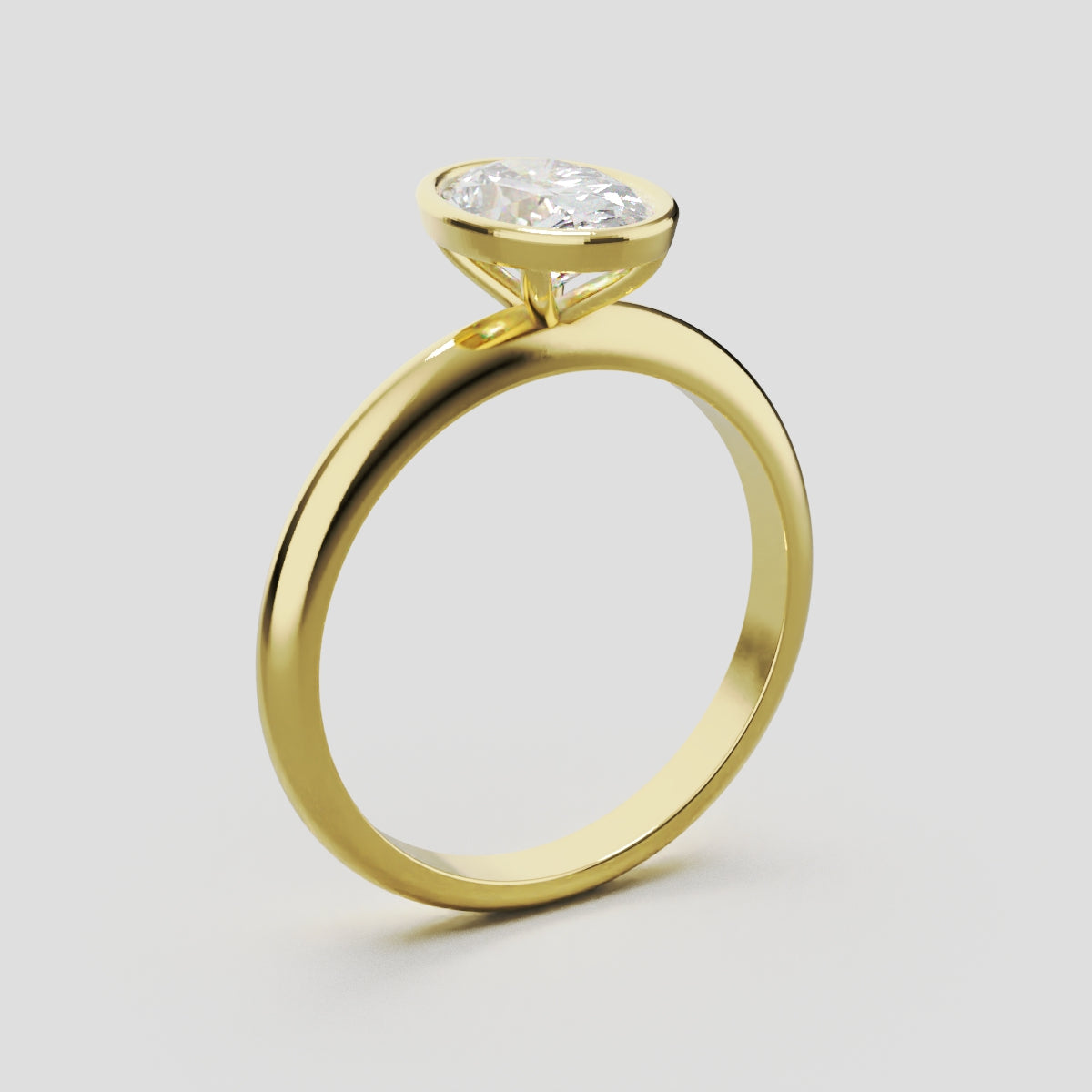 Alba, 1ct oval lab grown diamond engagement ring, Bezel, 18K yellow gold - ne