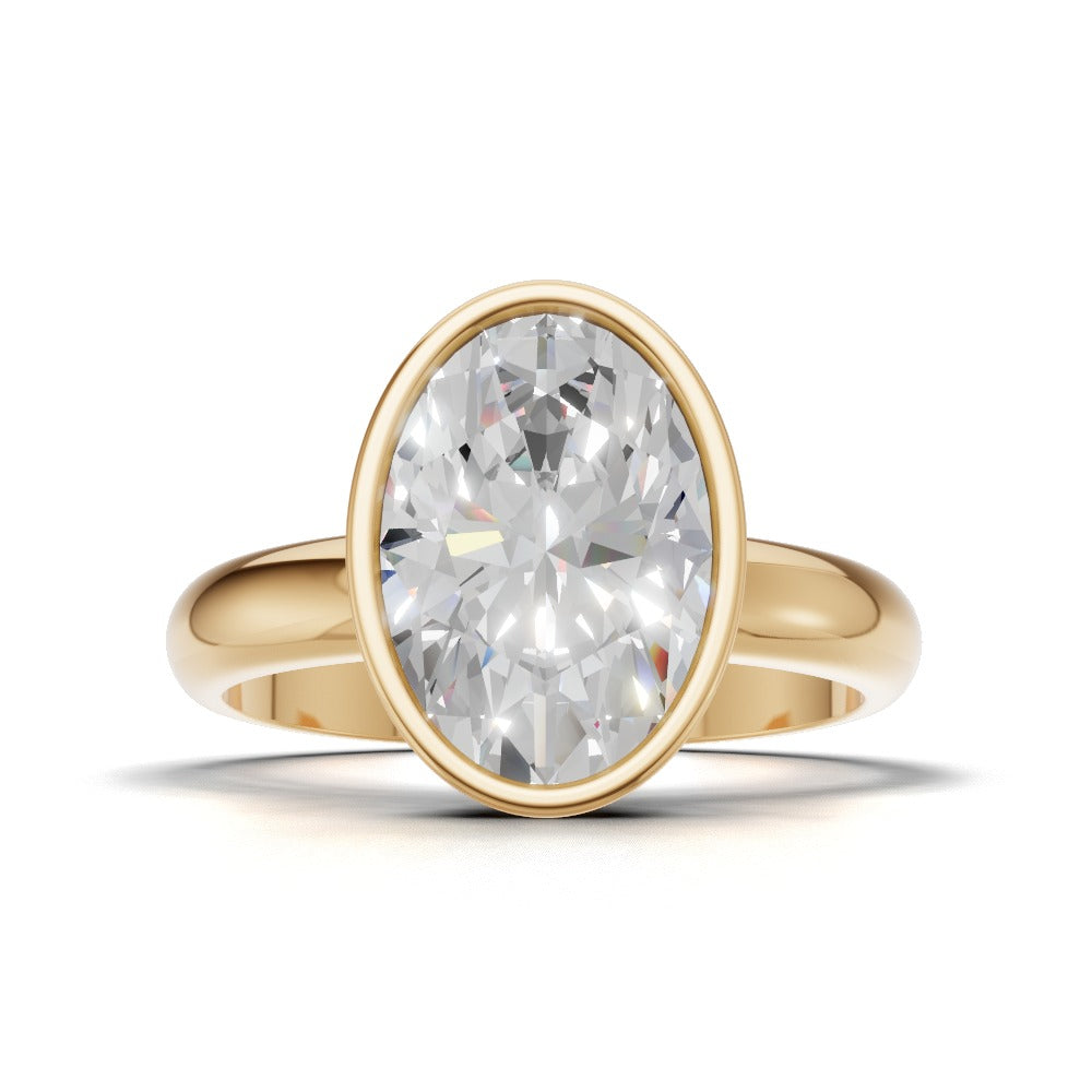 Alba, 2ct oval lab grown diamond engagement ring, Bezel, 18K yellow gold - view 4