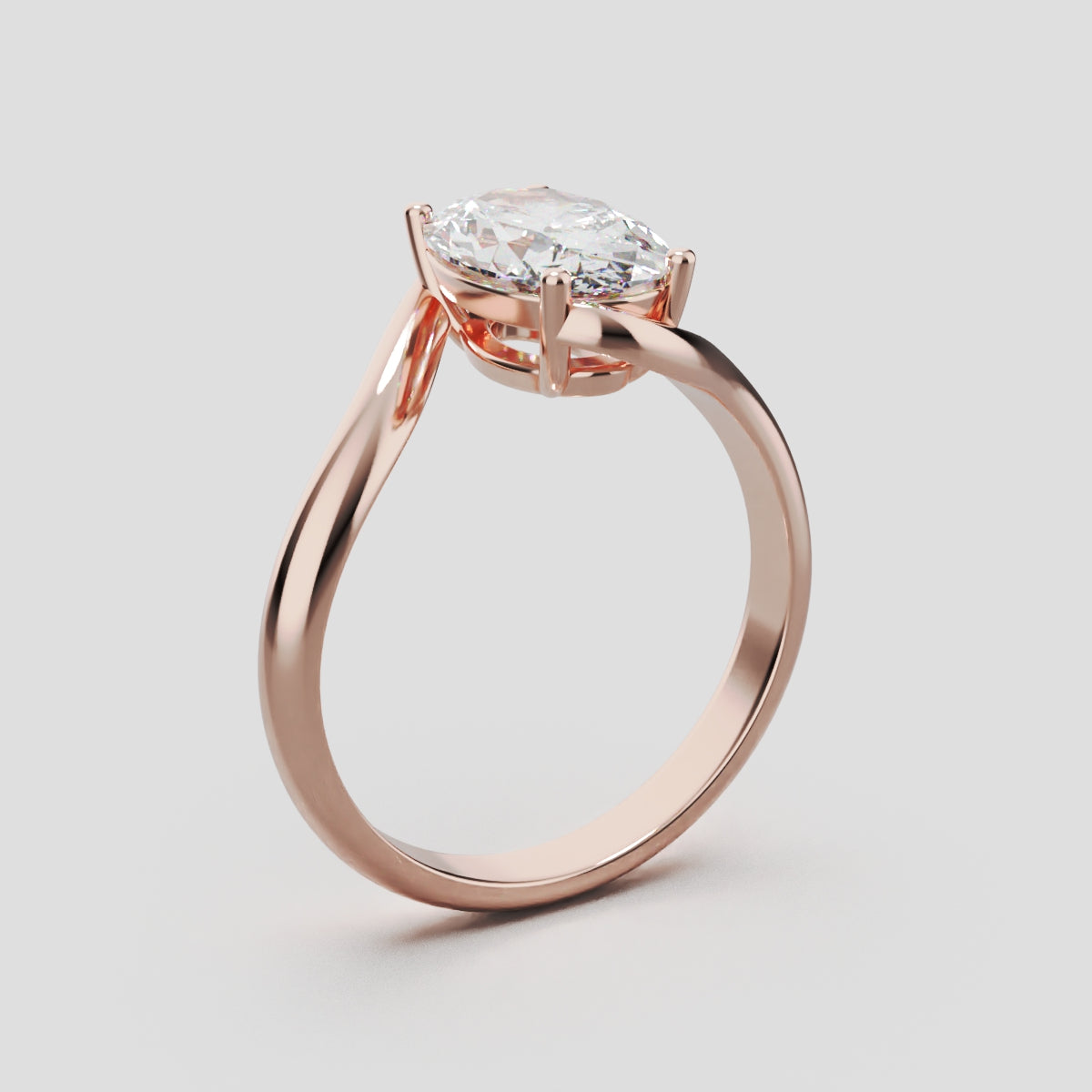 Meandro, 1.5ct oval lab grown diamond engagement ring, Bypass, 18K rose gold - ne