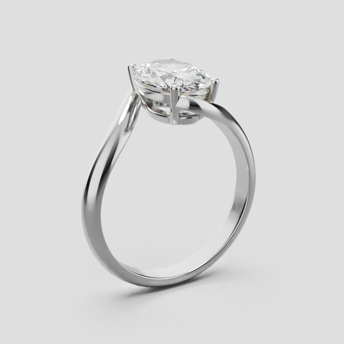 Meandro, 1.5ct oval lab grown diamond engagement ring, Bypass, 18K white gold - ne