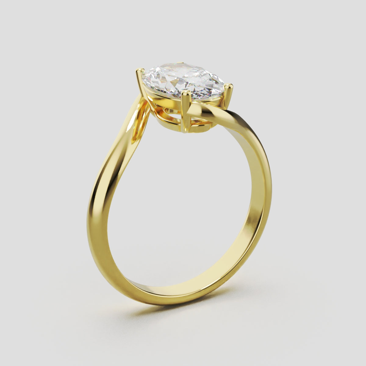 Meandro, 1.5ct oval lab grown diamond engagement ring, Bypass, 18K yellow gold - ne