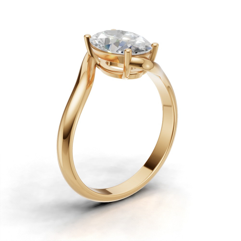 Meandro, 1.5ct oval lab grown diamond engagement ring, Bypass, 18K yellow gold - ne