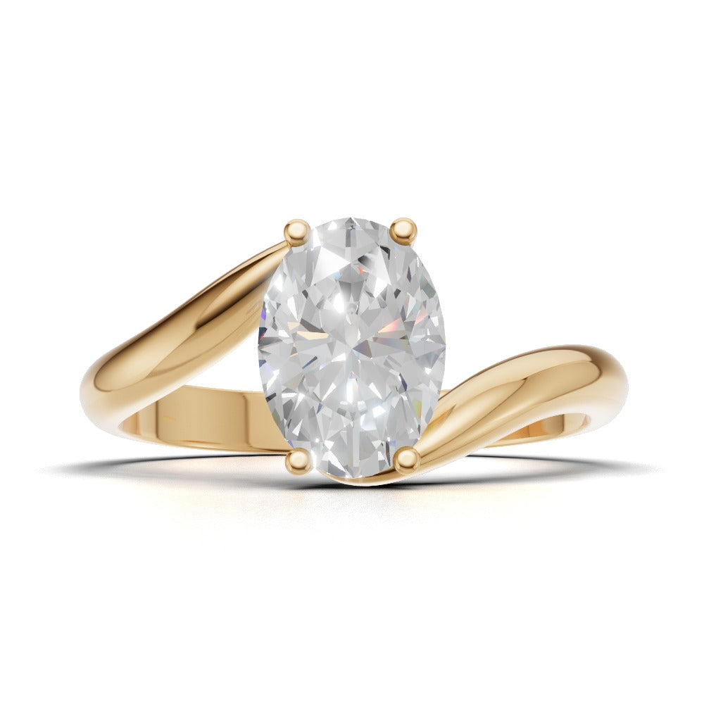 Meandro, 1ct oval lab grown diamond engagement ring, Bypass, 18K yellow gold - view 4