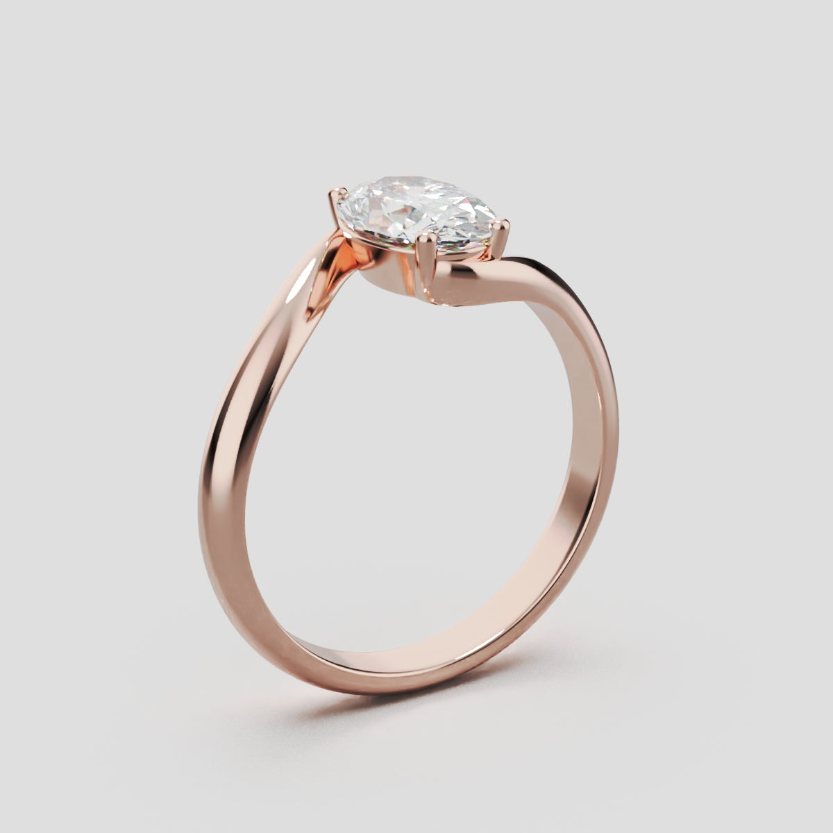 Meandro, 1ct oval lab grown diamond engagement ring, Bypass, 18K rose gold - ne