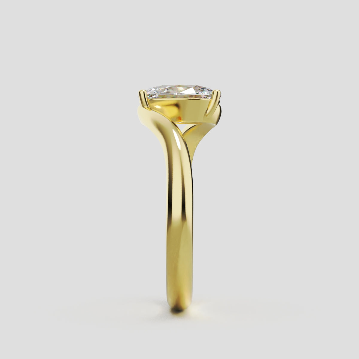 Meandro, 1ct oval lab grown diamond engagement ring, Bypass, 18K yellow gold - side view
