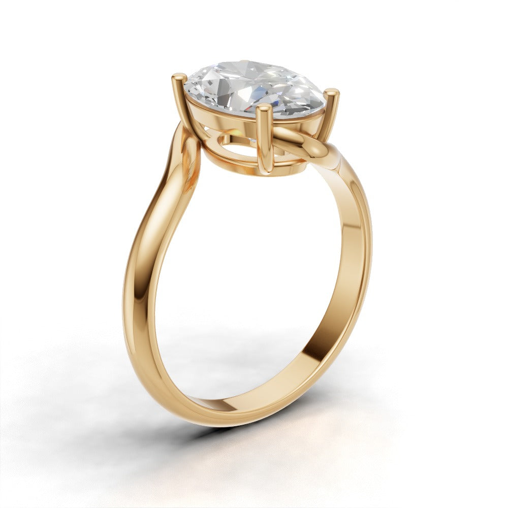 Meandro, 2ct oval lab grown diamond engagement ring, Bypass, 18K yellow gold - ne