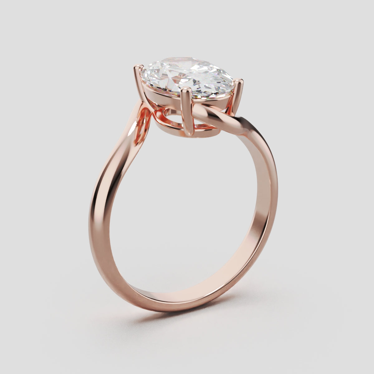 Meandro, 2ct oval lab grown diamond engagement ring, Bypass, 18K rose gold - ne