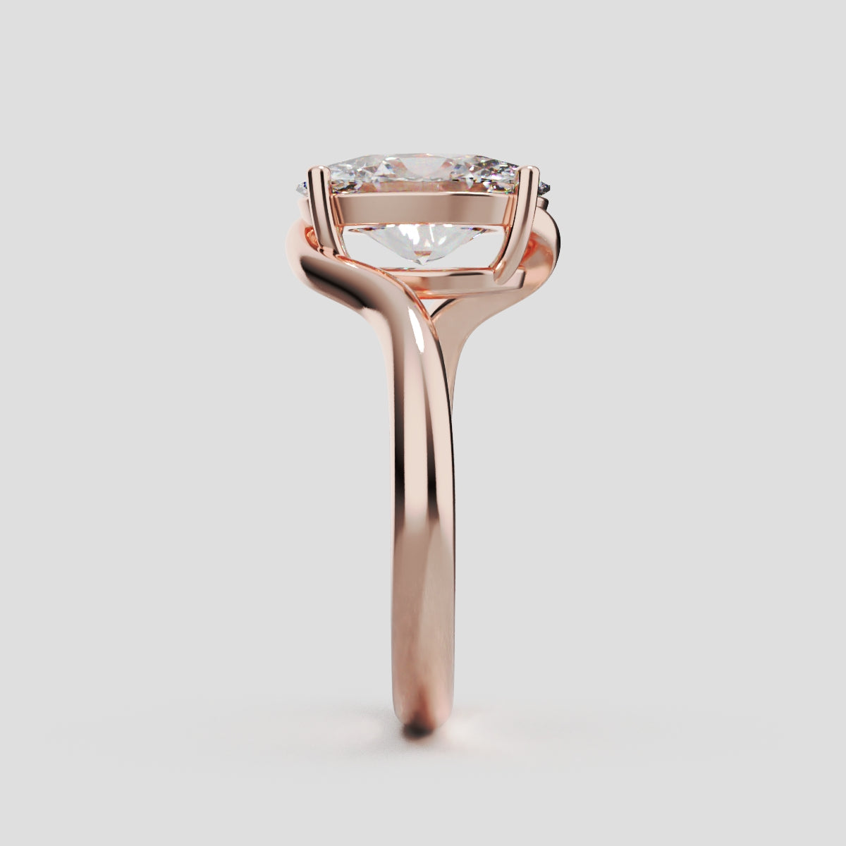 Meandro, 2ct oval lab grown diamond engagement ring, Bypass, 18K rose gold - side view