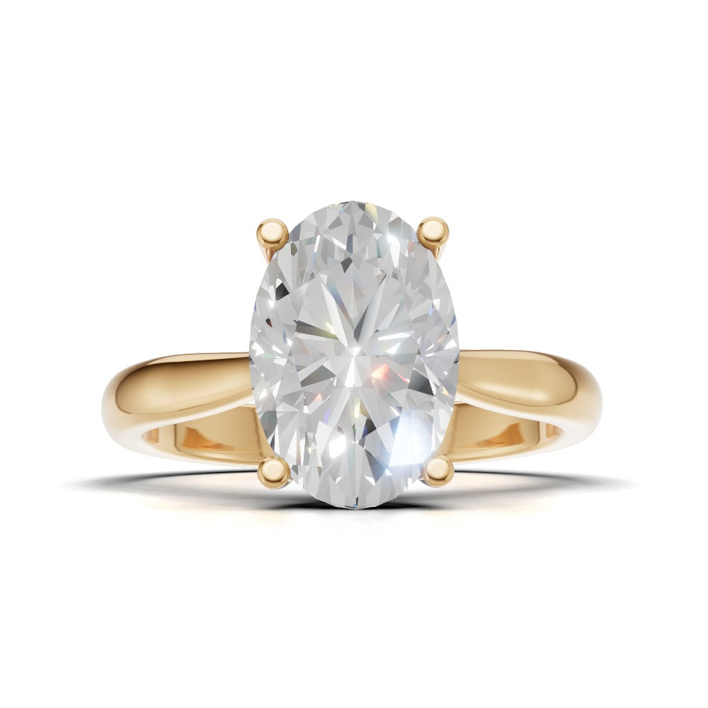 Volta, 1.5ct oval lab grown diamond engagement ring, Cathedral Hidden Halo Bridge, 18K yellow gold - view 4