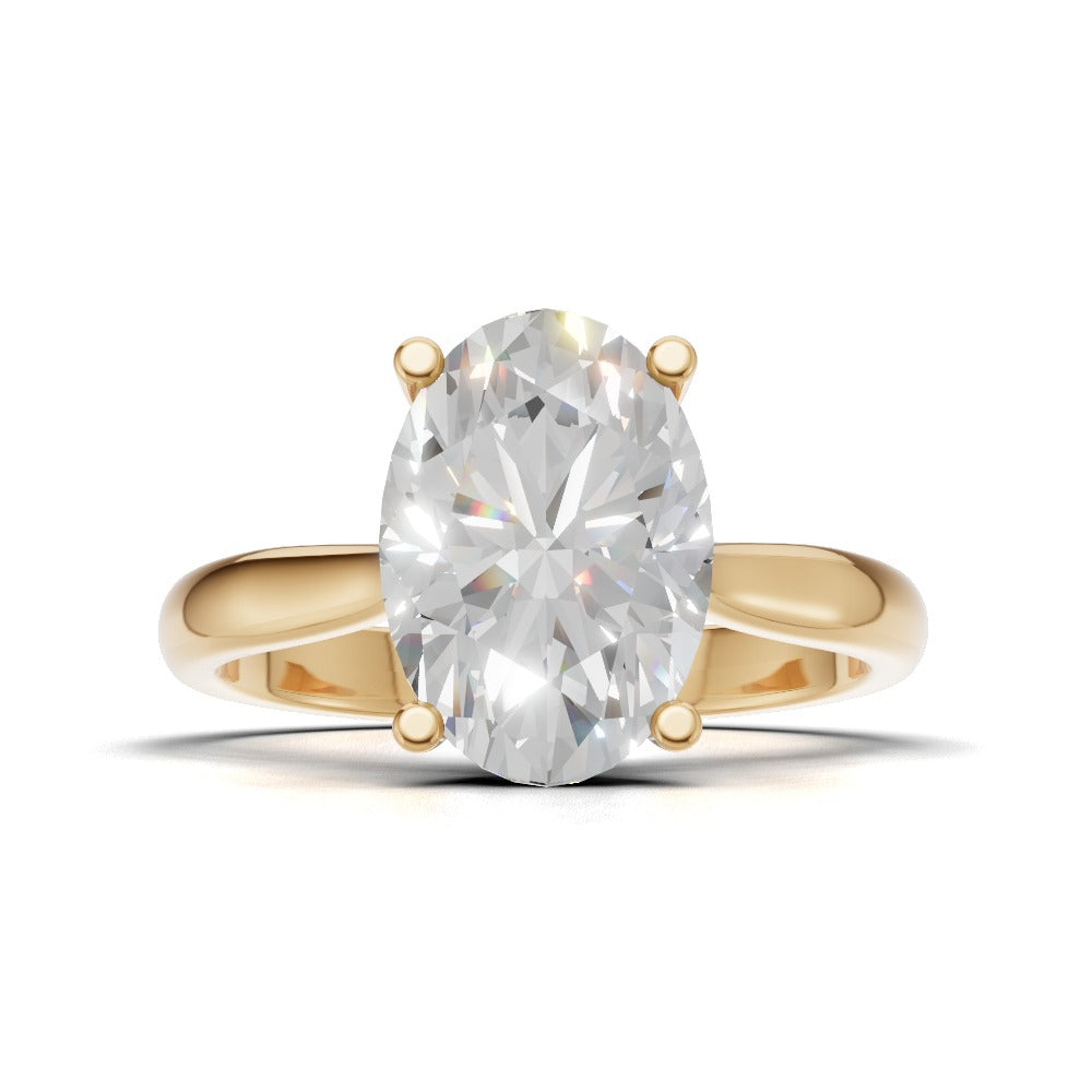 Volta, 2ct oval lab grown diamond engagement ring, Cathedral Hidden Halo Bridge, 18K yellow gold - view 4