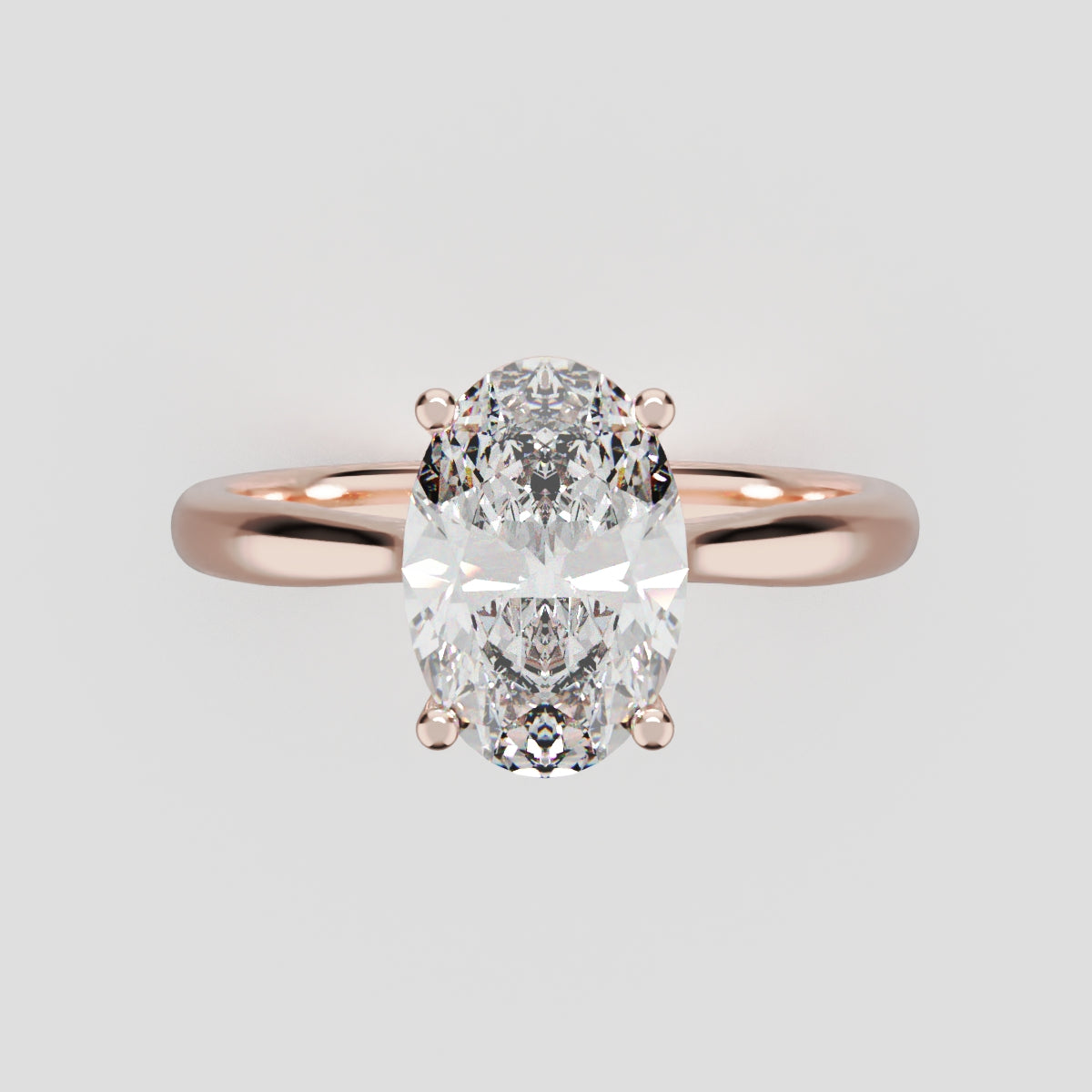 Abside, 1.5ct oval lab grown diamond engagement ring, Cathedral Plain Gallery, 18K rose gold - front view